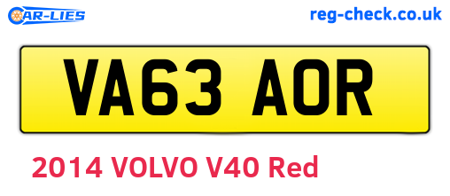 VA63AOR are the vehicle registration plates.