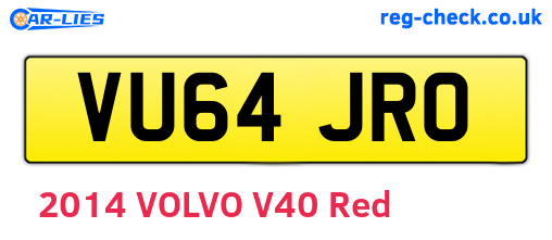 VU64JRO are the vehicle registration plates.