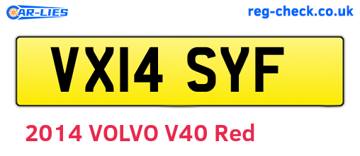 VX14SYF are the vehicle registration plates.