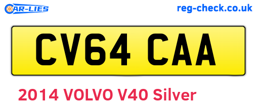 CV64CAA are the vehicle registration plates.