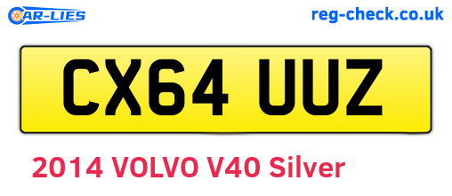CX64UUZ are the vehicle registration plates.