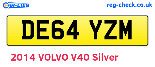 DE64YZM are the vehicle registration plates.
