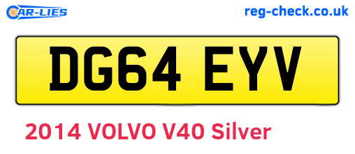 DG64EYV are the vehicle registration plates.