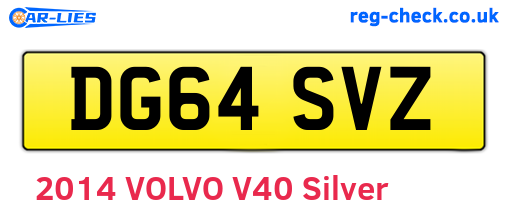 DG64SVZ are the vehicle registration plates.
