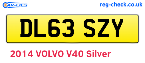 DL63SZY are the vehicle registration plates.