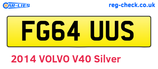 FG64UUS are the vehicle registration plates.