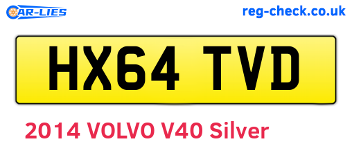 HX64TVD are the vehicle registration plates.