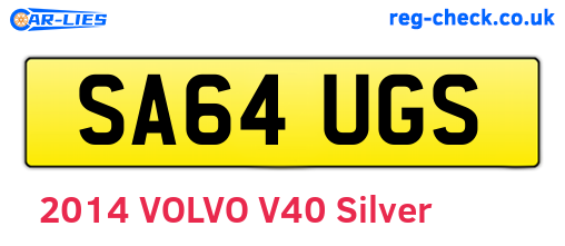 SA64UGS are the vehicle registration plates.