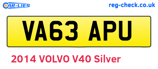 VA63APU are the vehicle registration plates.