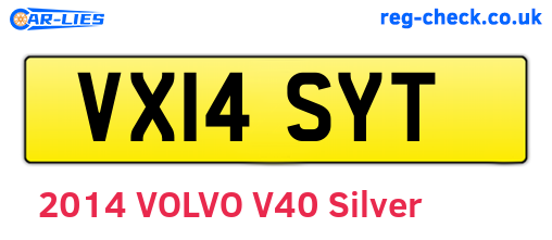 VX14SYT are the vehicle registration plates.