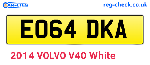 EO64DKA are the vehicle registration plates.
