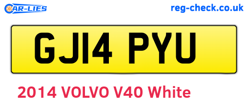 GJ14PYU are the vehicle registration plates.