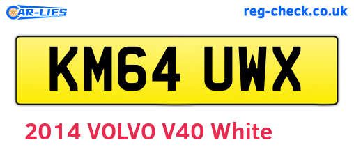 KM64UWX are the vehicle registration plates.