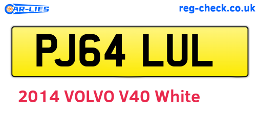 PJ64LUL are the vehicle registration plates.