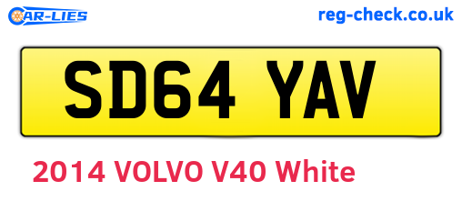 SD64YAV are the vehicle registration plates.