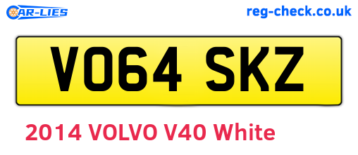 VO64SKZ are the vehicle registration plates.