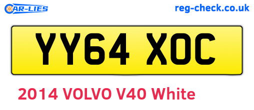 YY64XOC are the vehicle registration plates.