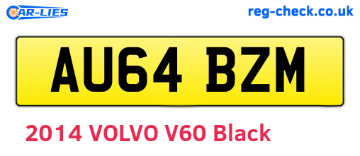 AU64BZM are the vehicle registration plates.