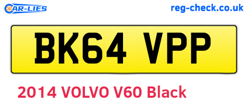 BK64VPP are the vehicle registration plates.
