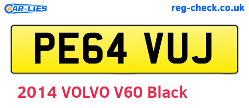 PE64VUJ are the vehicle registration plates.