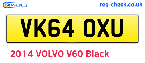 VK64OXU are the vehicle registration plates.