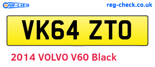VK64ZTO are the vehicle registration plates.