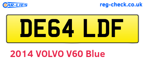 DE64LDF are the vehicle registration plates.