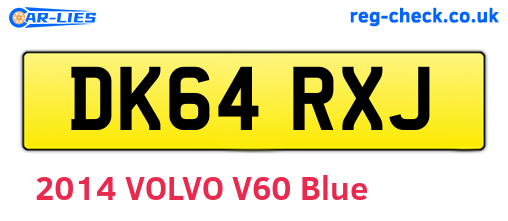 DK64RXJ are the vehicle registration plates.