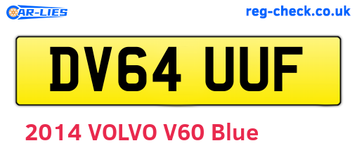 DV64UUF are the vehicle registration plates.