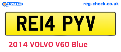 RE14PYV are the vehicle registration plates.