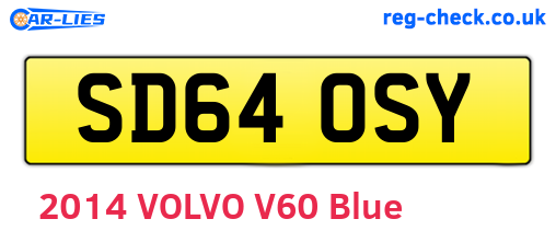 SD64OSY are the vehicle registration plates.