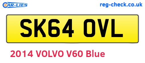 SK64OVL are the vehicle registration plates.