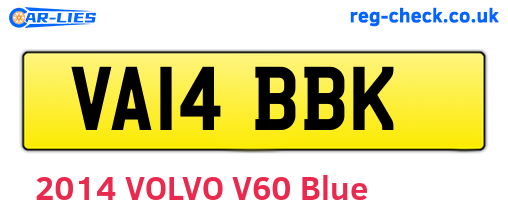 VA14BBK are the vehicle registration plates.