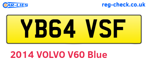 YB64VSF are the vehicle registration plates.