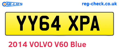 YY64XPA are the vehicle registration plates.