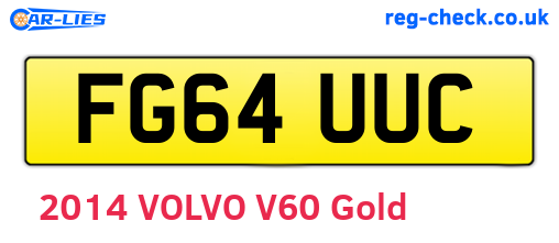 FG64UUC are the vehicle registration plates.