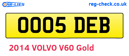 OO05DEB are the vehicle registration plates.