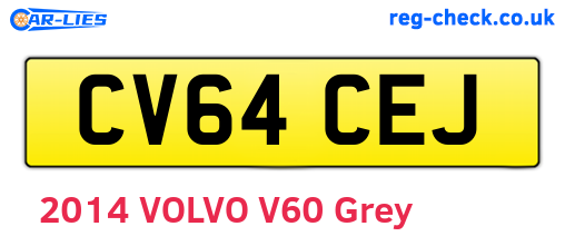CV64CEJ are the vehicle registration plates.