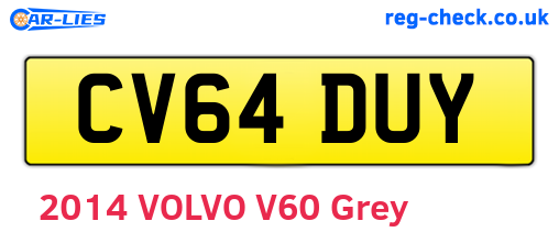 CV64DUY are the vehicle registration plates.