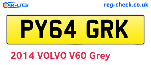 PY64GRK are the vehicle registration plates.