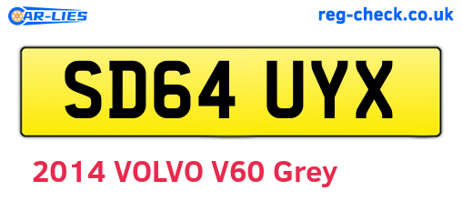 SD64UYX are the vehicle registration plates.