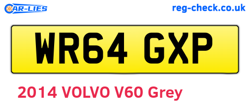 WR64GXP are the vehicle registration plates.