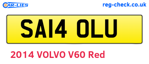 SA14OLU are the vehicle registration plates.