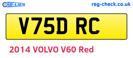 V75DRC are the vehicle registration plates.