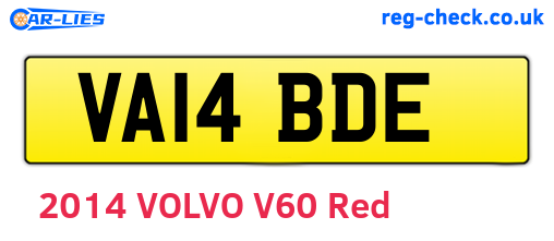 VA14BDE are the vehicle registration plates.