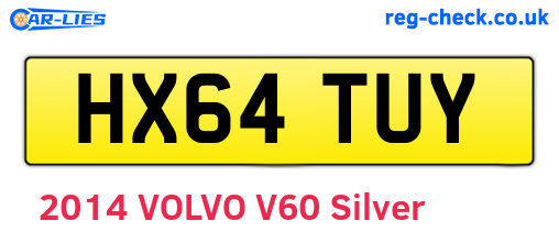 HX64TUY are the vehicle registration plates.