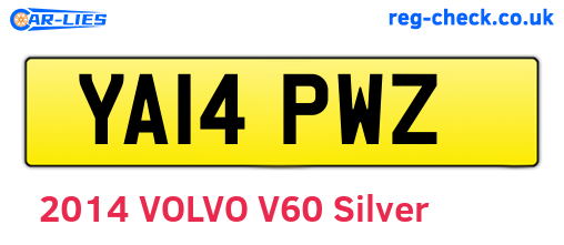 YA14PWZ are the vehicle registration plates.