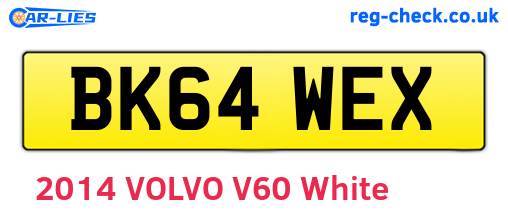 BK64WEX are the vehicle registration plates.