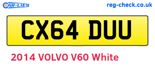 CX64DUU are the vehicle registration plates.