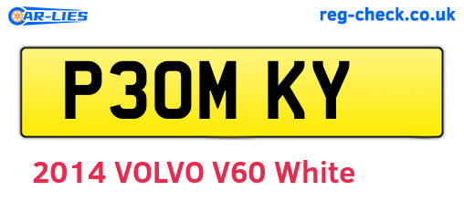 P30MKY are the vehicle registration plates.